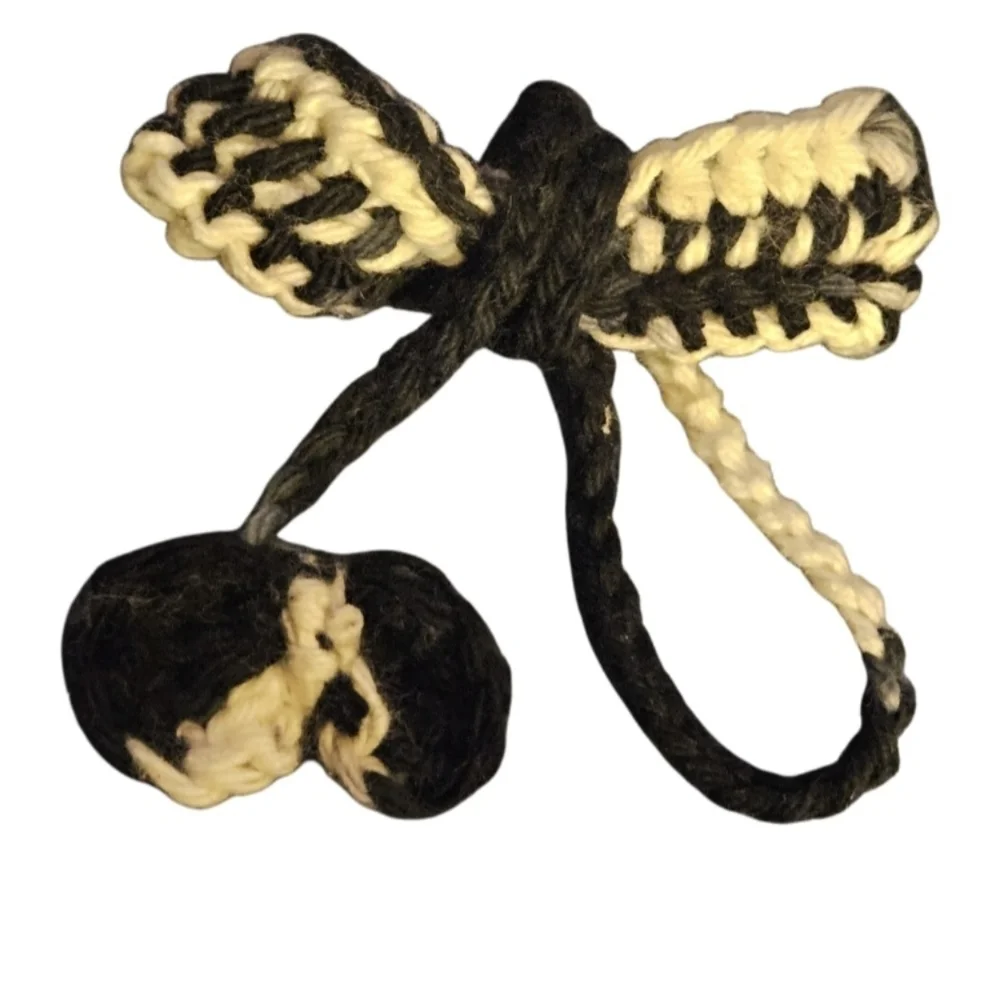 Hand Crafted Bow Bookmark Black White Cotton Crochet